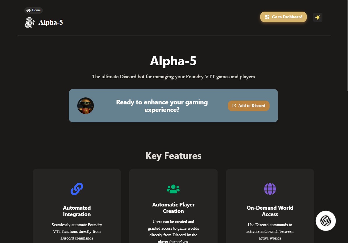 The Alpha-5 dashboard landing view